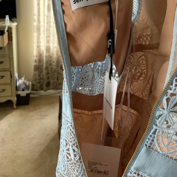 Self-Portrait Spiral Lace Mini Blue Dress US 8 - Picture 5 of 8